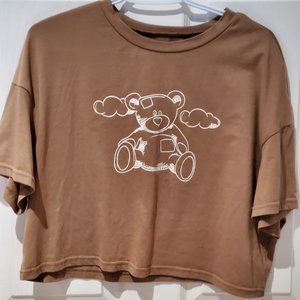 Teddy bear print crop top